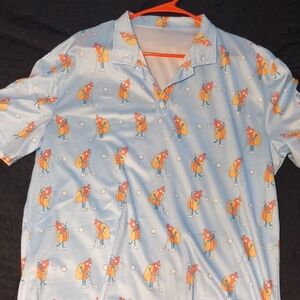 Playful Blue Graphic Polo Shirt